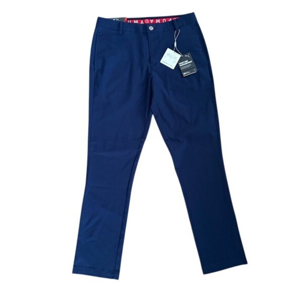 Puma Tailored Jackpot Pants Golf Navy Blue Drycell Tapered Leg Size 30 Sporty